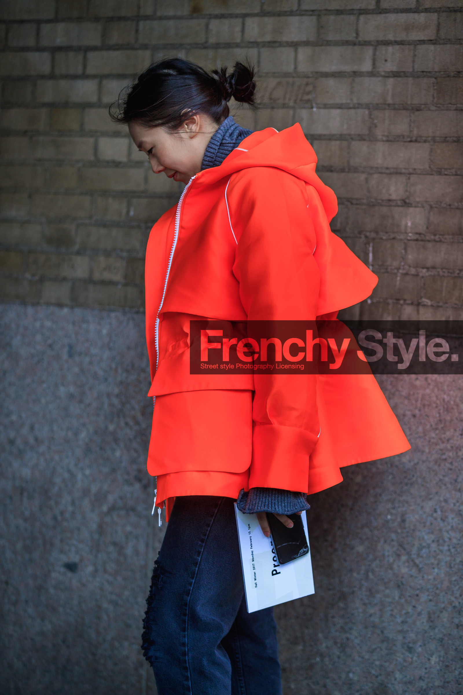 AUTUMN WINTER 2017-2018, AW 17-18, black denim, denim pants, detail, FALL WINTER 2017-2018, fashion week, frenchystyle, FW, FW 17-18, jeans, jonathan paciullo, NEW YORK, NYFW, red jacket, street style, trousers, vertical