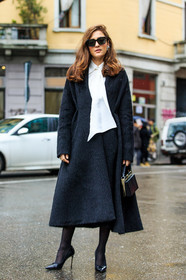 AUTUMN WINTER 2016-2017, AW 16-17, black bag, black coat, black heels, black shoes, eleonora carisi, FALL WINTER 2016-2017, fashion week, frenchystyle, full length, FW, FW 16-17, high heels, jonathan paciullo, leather bag, leather shoes, LFW, LONDON, MENSWEAR, street style, sunglasses, vertical, white shirt, wool coat