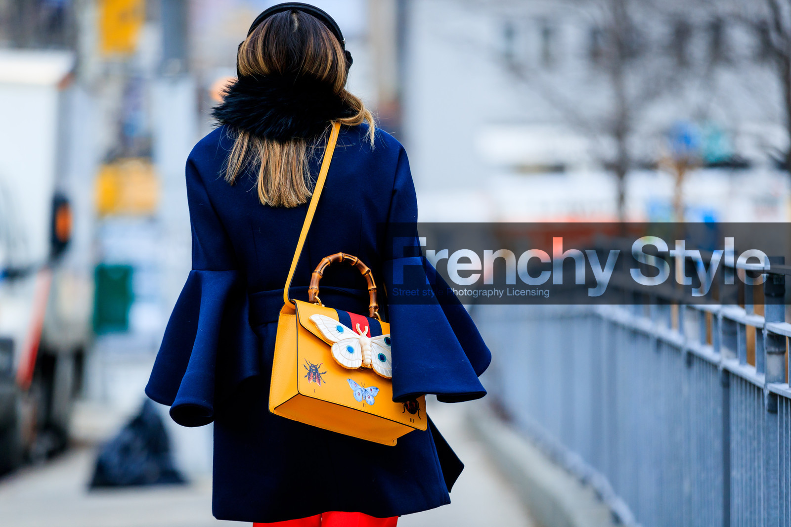 animal print, black scarf, blue coat, graphic bag, gucci, leather bag, multicolor bag, printed bag, street style, jonathan paciullo, FW, frenchystyle, fashion week, NYFW, NEW YORK, AUTUMN WINTER 2018-2019, AW 18-19, FALL WINTER 2018-2019, FW 18-19, atmosphere details, horizontal, detail