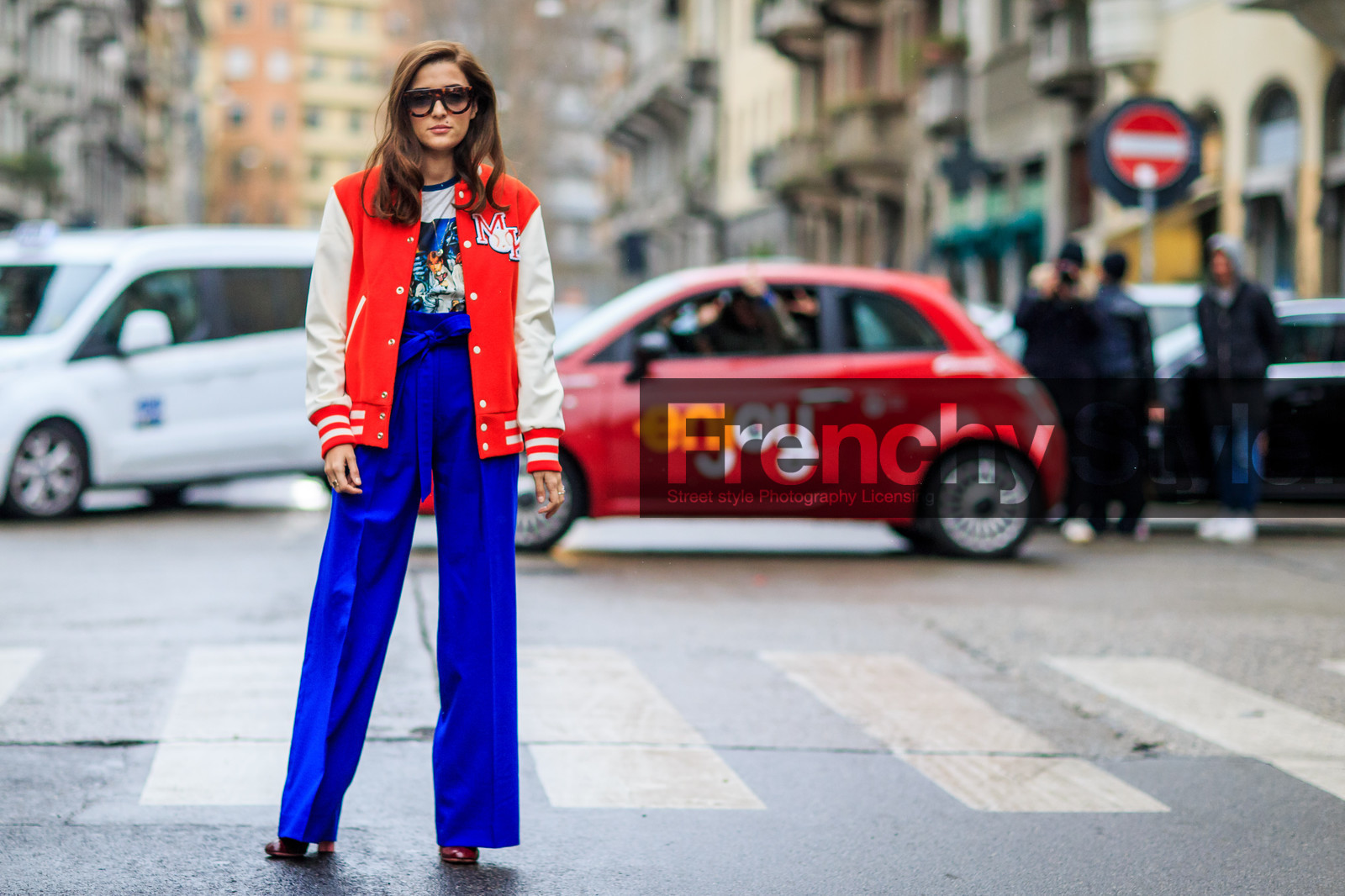 atmosphere details, AUTUMN WINTER 2016-2017, AW 16-17, blue pants, eleonora carisi, embroidered jacket, FALL WINTER 2016-2017, fashion week, frenchystyle, full length, FW, FW 16-17, high waist, horizontal, jonathan paciullo, leather boots, LFW, LONDON, MENSWEAR, printed t shirt, red boots, red jacket, street style, sunglasses, teddy jacket, trousers, white t shirt, wide pants