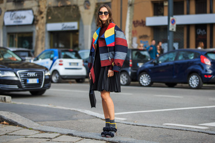 atmosphere details, AUTUMN WINTER 2016-2017, AW 16-17, black, black bag, black dress, black heels, FALL WINTER 2016-2017, fashion week, frenchystyle, full length, FW, FW 16-17, geometric, graphic jacket, grey, grey socks, high heels, horizontal, jonathan paciullo, knit dress, leather bag, LFW, LONDON, marco de vincenzo, MENSWEAR, multicolor jacket, printed dress, printed jacket, red, red dress, street style, striped jacket, stripes, sunglasses, tie & die, turquoise, yellow