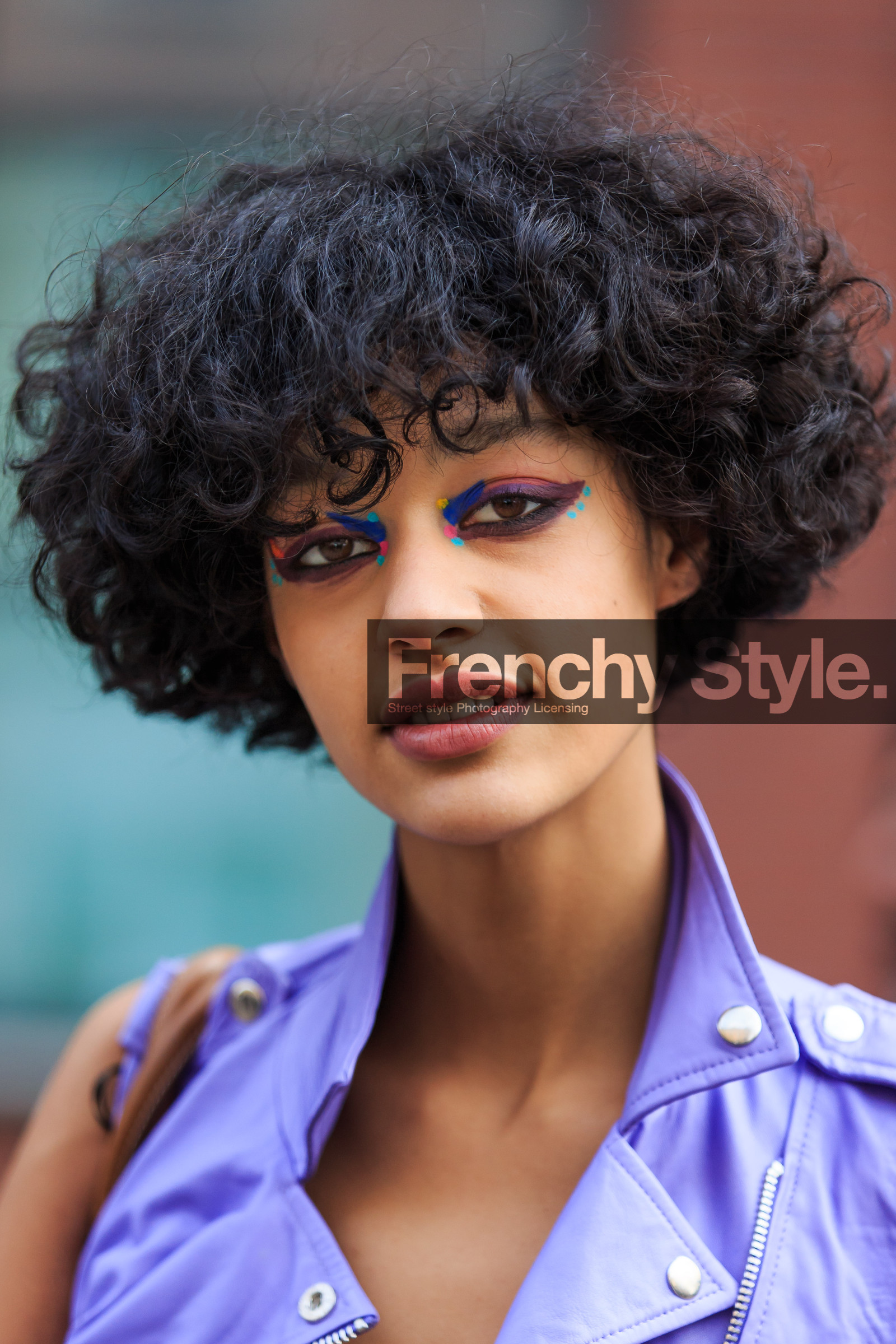 AUTUMN WINTER 2016-2017, AW 16-17, curly hair, damaris goddrie, drawings, eyeshadow, FALL WINTER 2016-2017, fashion week, frenchystyle, FW, FW 16-17, jonathan paciullo, leather jacket, leather perfecto, LFW, LONDON, MENSWEAR, model, portrait, purple jacket, short hair, sleeveless, street style, vertical