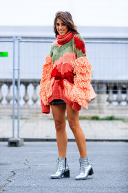 fashion week, frenchystyle, full length, FW, jonathan paciullo, leather shoes, orange sweater, PARIS, PFW, printed sweater, red sweater, shiny boots, silver shoes, SPRING SUMMER 2017, SS 17, street style, vertical