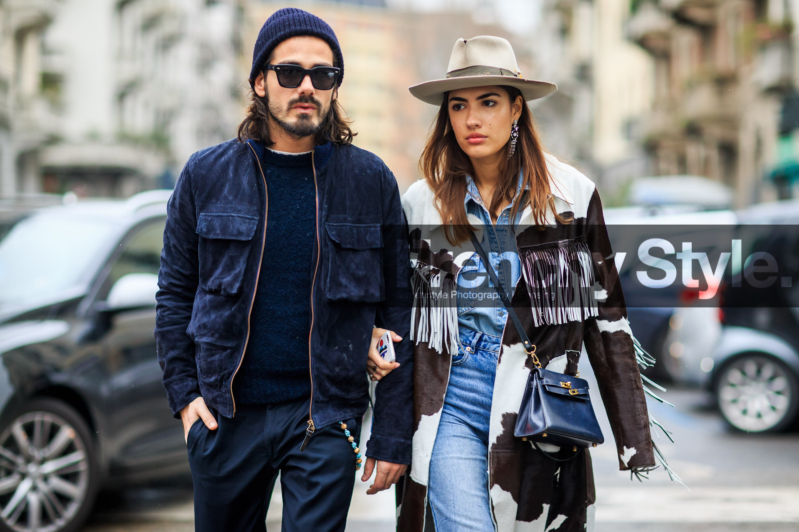 atmosphere details, AUTUMN WINTER 2016-2017, AW 16-17, beige hat, black bag, blue beanie, blue denim, blue jacket, blue pants, blue sweater, brown coat, denim pants, denim shirt, detail, FALL WINTER 2016-2017, fashion week, fedora, frenchystyle, fringes, FW, FW 16-17, giotto calendoli, hermès, high waist, horizontal, jeans, jonathan paciullo, kelly bag, leather bag, leather coat, LFW, LONDON, MENSWEAR, navy jacket, navy pants, patricia manfield, printed coat, street style, suede jacket, sunglasses