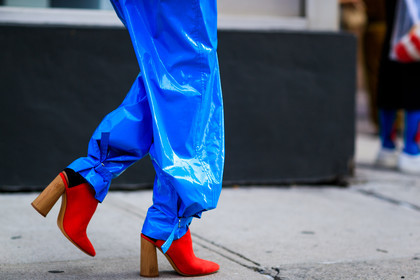 atmosphere details, blue pants, detail, fashion week, frenchystyle, FW, high heels, horizontal, jonathan paciullo, leather pants, leather shoes, NEW YORK, NYFW, red shoes, SPRING SUMMER 2018, SS 18, street style, trousers