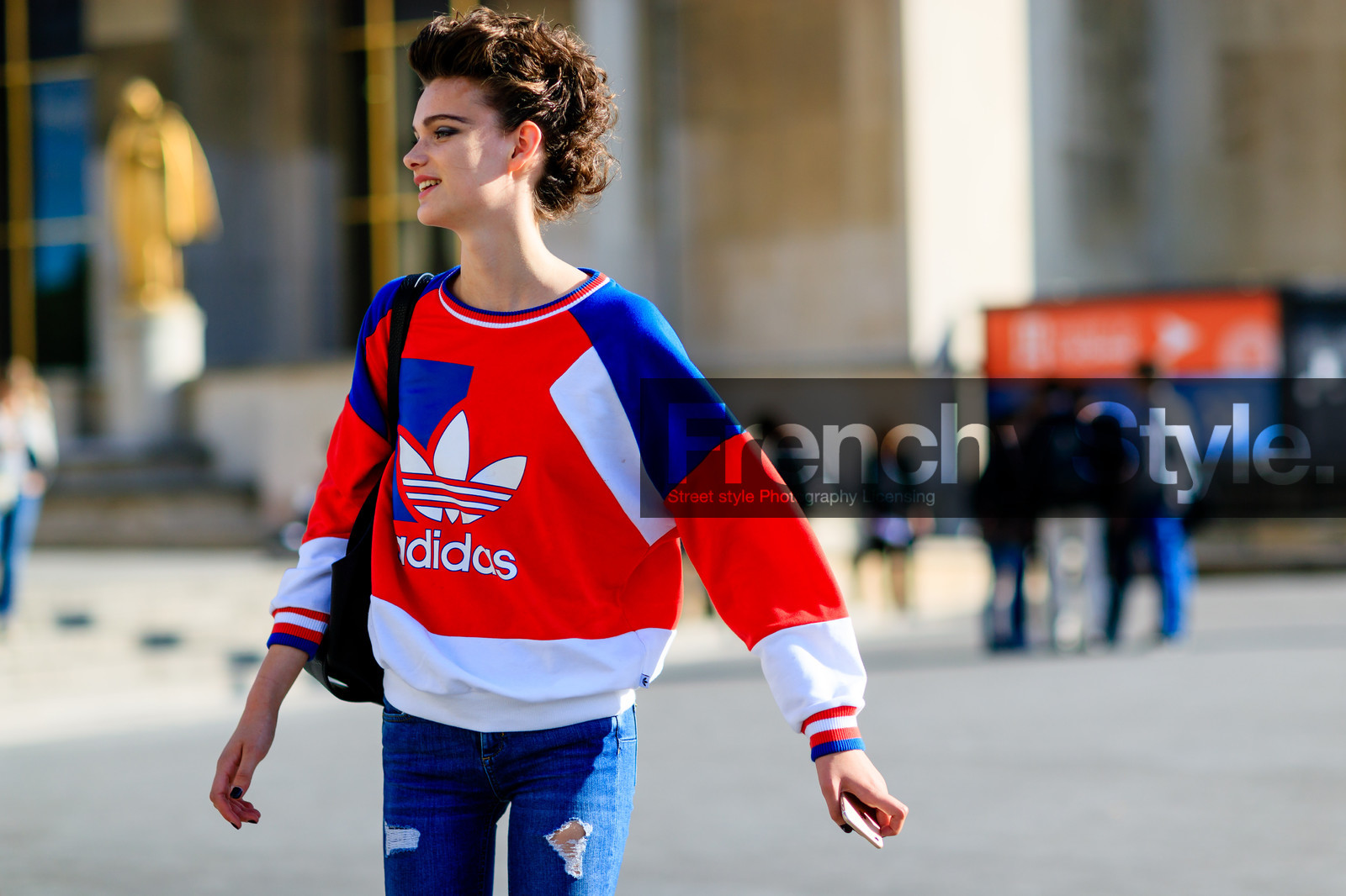 adidas, atmosphere details, AUTUMN WINTER 2016-2017, AW 16-17, blue denim, denim pants, detail, FALL WINTER 2016-2017, fashion week, frenchystyle, FW, FW 16-17, graphic sweater, HAUTE COUTURE, horizontal, jeans, jonathan paciullo, MENSWEAR, model, PARIS, patchwork, PFW, printed sweater, red sweater, ripped pants, street style, trousers