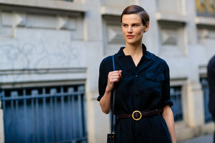 atmosphere details, black jumpsuit, brown belt, detail, fashion week, frenchystyle, FW, horizontal, jonathan paciullo, leather belt, MFW, MILAN, model, portrait, saskia de brauw, SPRING SUMMER 2017, SS 17, street style