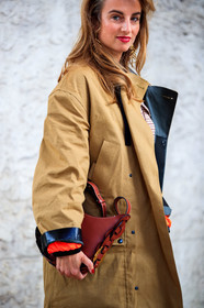 sonia sieff, camel trenchcoat, camel parka, brown leather bag, checked dress, burgundy dress, white dress, belted dress, button dress, chloe bag, chloe jacket, chloe look, chloe dress, fashion week, frenchystyle, FW, jonathan paciullo, street style, PFW, PARIS, SPRING SUMMER 2021, SS 21, vertical, atmosphere details, detail