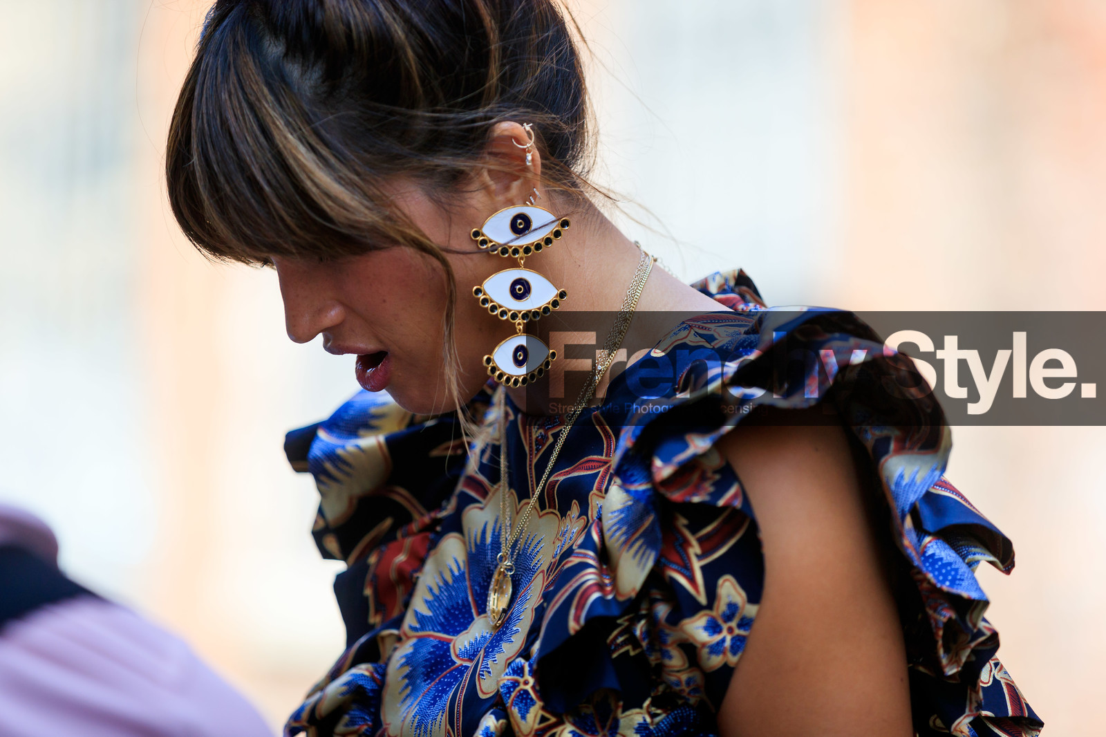 earrings, floral, flowers, multicolor dress, necklace, fashion week, frenchystyle, FW, jonathan paciullo, street style, NEW YORK, NYFW, SPRING SUMMER 2020, SS 20, horizontal, atmosphere details, detail