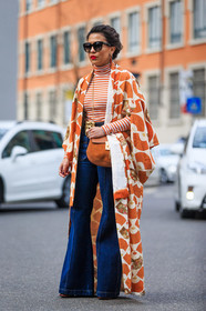 AUTUMN WINTER 2016-2017, AW 16-17, blue denim, brown bag, camel bag, denim pants, FALL WINTER 2016-2017, fashion week, frenchystyle, full length, FW, FW 16-17, graphic top, jeans, jonathan paciullo, kimono, kimono vest, leather bag, LFW, LONDON, MENSWEAR, orange jacket, orange top, printed jacket, street style, striped top, stripes, suede bag, sunglasses, trousers, vertical