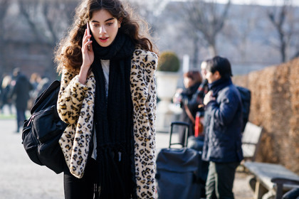 backpack, beige fur, black bag, black scarf, fur jacket, leather bag, leopard print, printed jacket, fashion week, frenchystyle, FW, jonathan paciullo, street style, PFW, PARIS, SPRING SUMMER 2017, SS 17, HAUTE COUTURE, atmosphere details, detail, horizontal, model