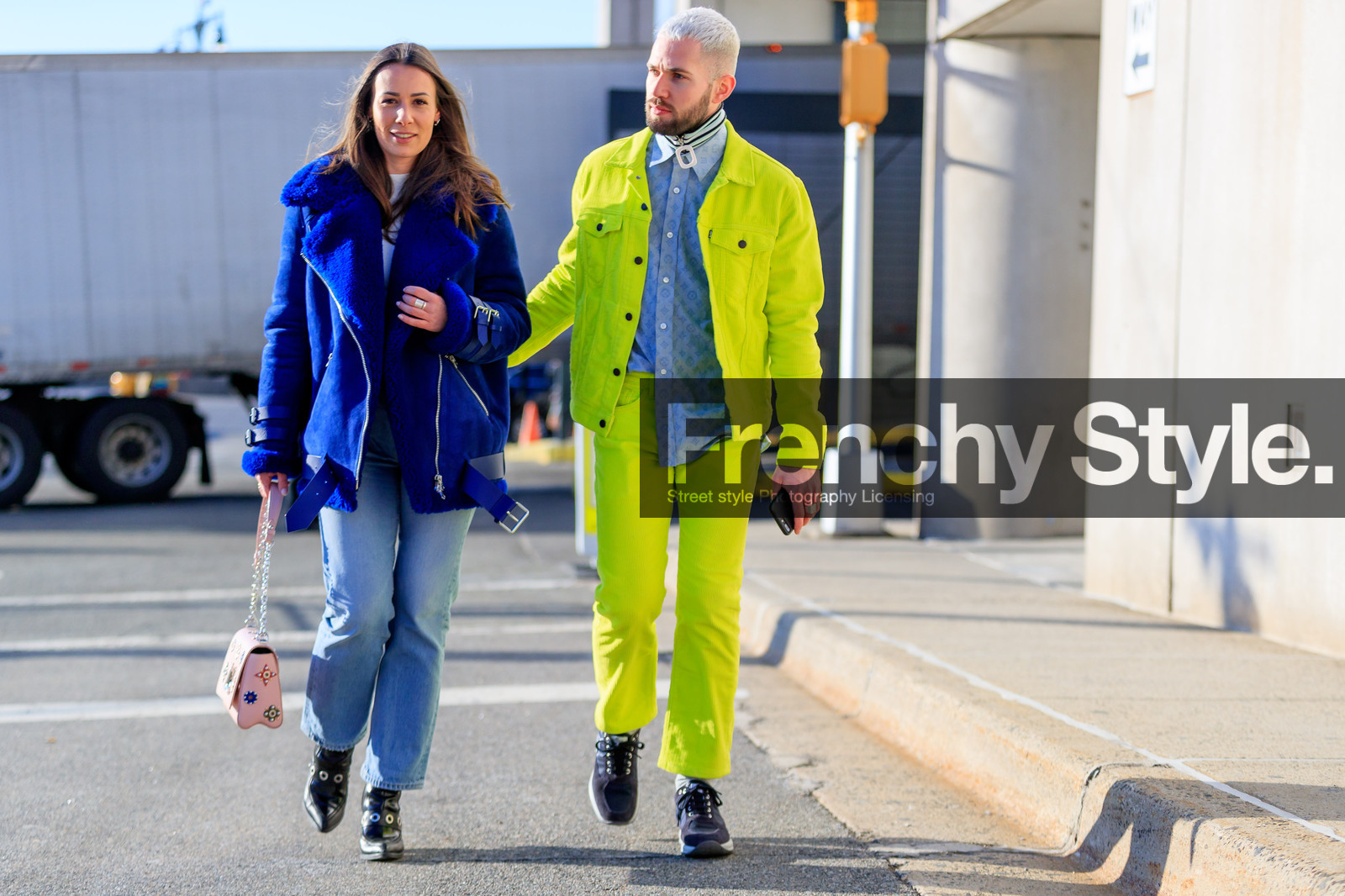 Alice & Js, atmosphere details, AUTUMN WINTER 2017-2018, AW 17-18, black boots, black shoes, black sneakers, blue denim, blue fur, blue jacket, corduroy, denim pants, detail, FALL WINTER 2017-2018, fashion week, frenchystyle, FW, FW 17-18, gosha rubchinskiy, grey shirt, high heels, horizontal, jeans, jonathan paciullo, leather bag, leather boots, leather jacket, leather shoes, levi's, levi's strauss, louis vuitton, NEW YORK, NYFW, pink bag, printed bag, shearling, street style, trousers, turtleneck sweater, velvet, yellow jacket, yellow pants