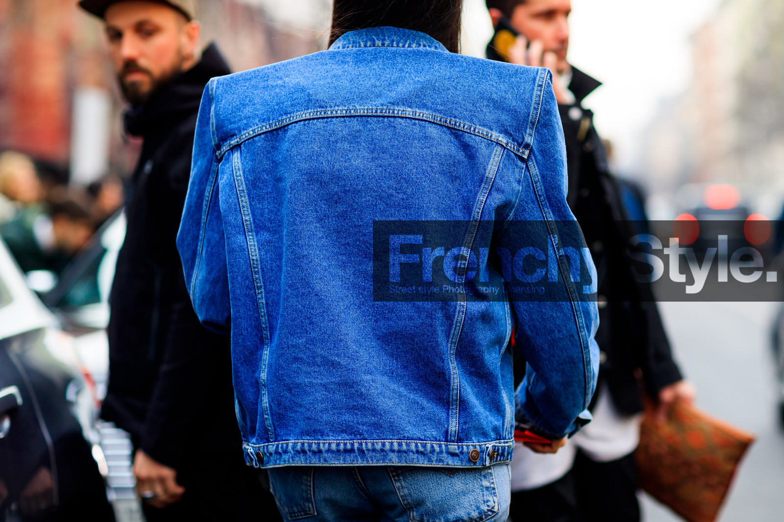 atmosphere details, AUTUMN WINTER 2017-2018, AW 17-18, back detail, blue denim, denim jacket, denim pants, detail, FALL WINTER 2017-2018, fashion week, frenchystyle, FW, FW 17-18, gilda ambrosio, horizontal, jeans, jonathan paciullo, MFW, MILAN, street style, trousers