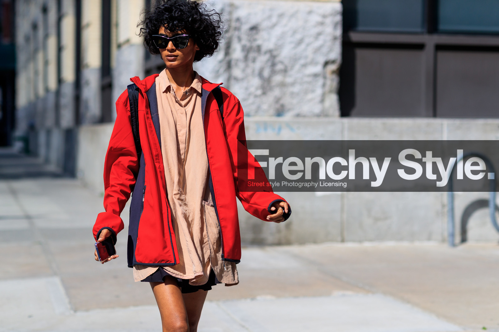 atmosphere details, beige shirt, detail, fashion week, frenchystyle, FW, horizontal, jonathan paciullo, model, NEW YORK, NYFW, Radhika Nair, red jacket, SPRING SUMMER 2018, SS 18, street style, sunglasses