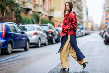 atmosphere details, AUTUMN WINTER 2016-2017, AW 16-17, beige pants, blue dress, bomber jacket, embroidered jacket, erika boldrin, FALL WINTER 2016-2017, fashion week, frenchystyle, full length, FW, FW 16-17, horizontal, jonathan paciullo, leather jacket, LFW, LONDON, MENSWEAR, navy shirt, pompons, red jacket, street style, trousers