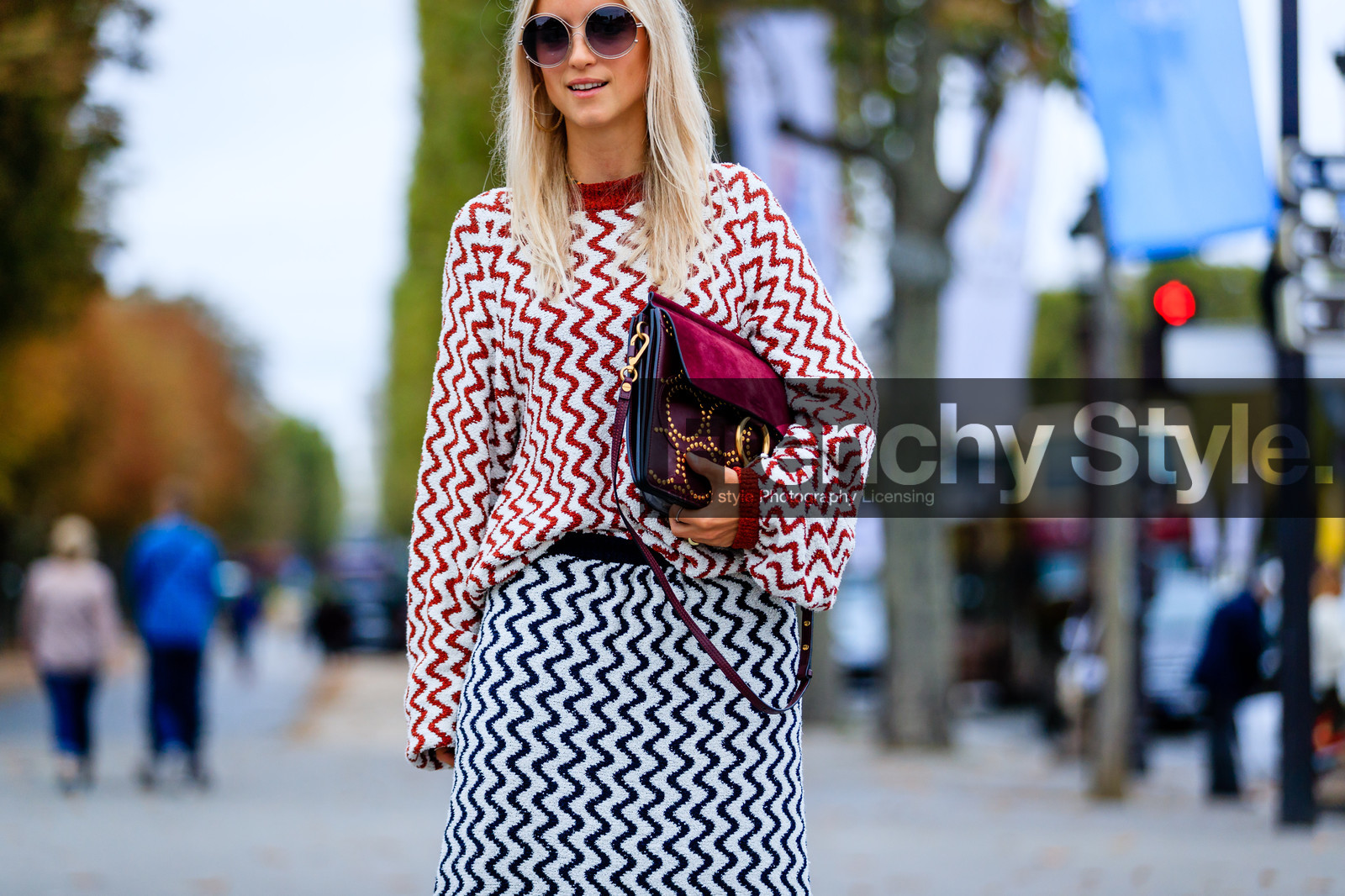 atmosphere details, Charlotte Groeneveld, chloe, detail, fashion week, frenchystyle, FW, geometric, graphic skirt, graphic sweater, horizontal, jonathan paciullo, leather bag, PARIS, PFW, printed skirt, printed sweater, red bag, red sweater, SPRING SUMMER 2017, SS 17, street style, striped skirt, striped sweater, studded bag, suede bag, sunglasses