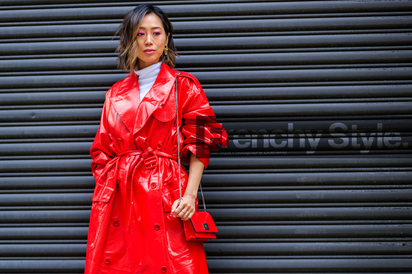 leather bag, leather coat, red bag, red coat, trench coat, street style, jonathan paciullo, FW, frenchystyle, fashion week, NYFW, NEW YORK, AUTUMN WINTER 2018-2019, AW 18-19, FALL WINTER 2018-2019, FW 18-19, atmosphere details, horizontal, detail, aimee song
