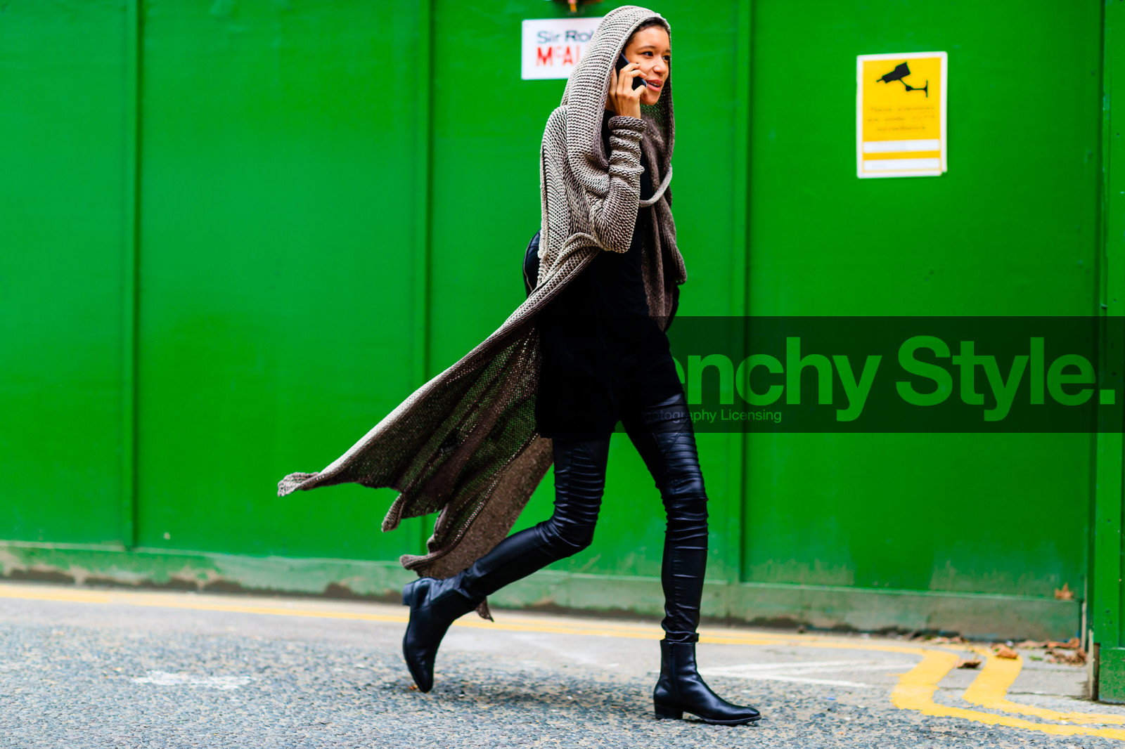 atmosphere details, beige cardigan, beige jacket, beige knit, black boots, black leggings, black pants, fashion week, frenchystyle, full length, FW, hood, horizontal, janiece dilone, jonathan paciullo, leather boots, leather shoes, LFW, LONDON, model, SPRING SUMMER 2017, SS 17, street style, trousers, woman